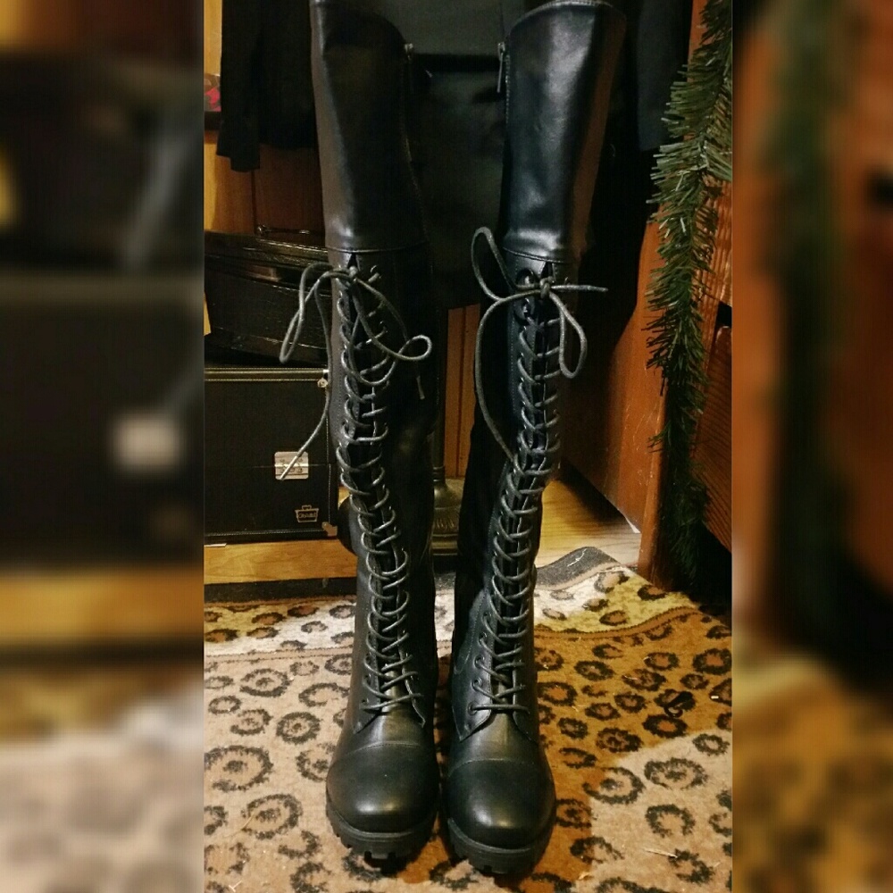 Knee high combat boots